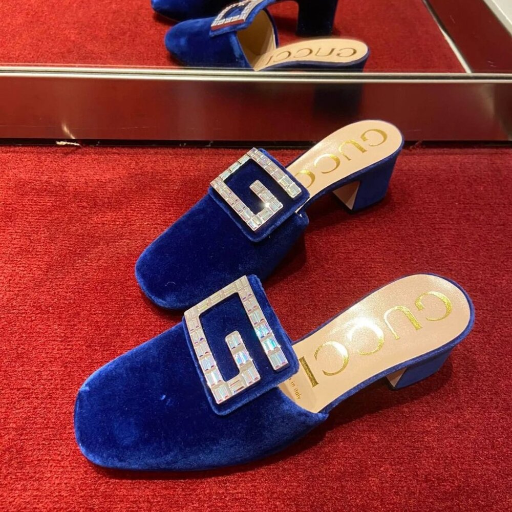 NIB Gucci Slip-on Mules In Blue